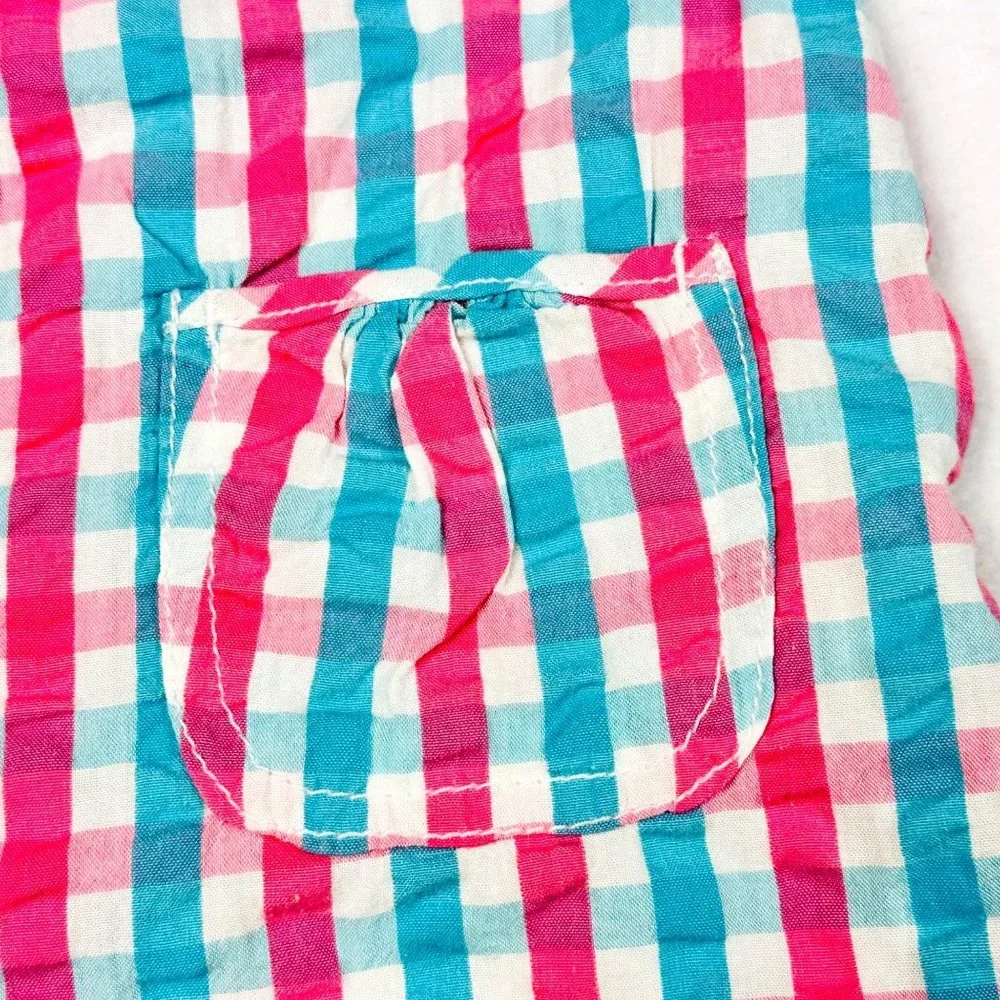 OshKosh B'Gosh Pink & Blue Check Bubble Romper 24M - NWT